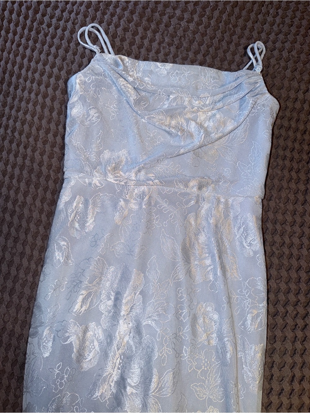 Windsor Light Blue Satin Slip Dress with Subtle Jacquard size XS NWT